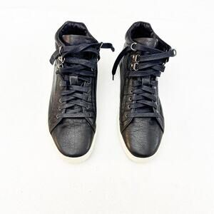 RAG & BONE Kent Black Leather High-Top Sneaker with White Rubber Soles Size 6